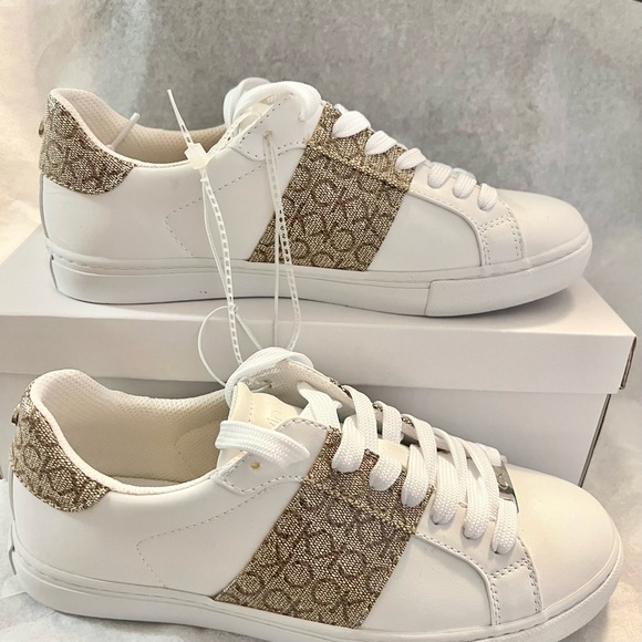 Brand New Calvin Klein White and Gold Patterned Sneakers, 8M - Picture 2 of 10